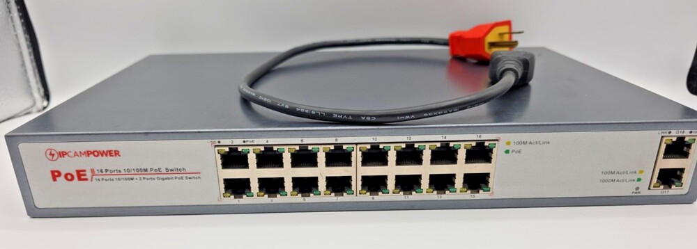 IPCAMPOWER 16-Port PoE Switch / 200W Max / IPCP-16P2G-AF2 - Network POE Switch -